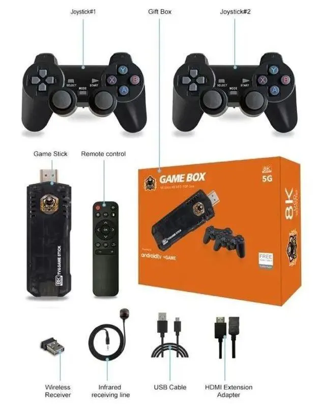 8K Video Quad-core Android TV Box 10000  Game Console Retro Stick Dual System