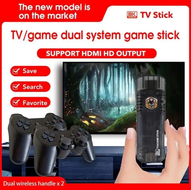 8K Video Quad-core Android TV Box 10000  Game Console Retro Stick Dual System