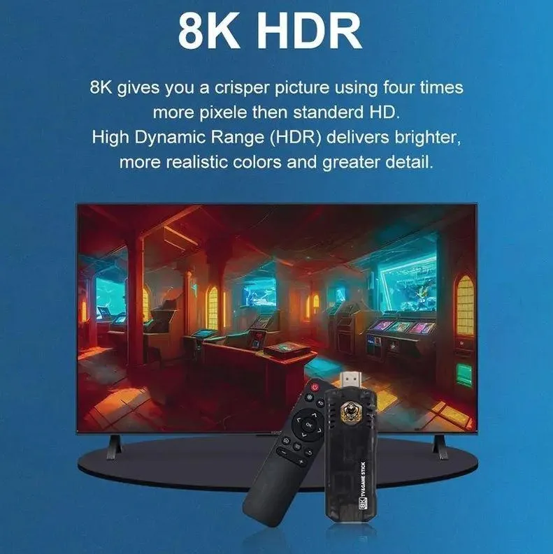 8K Video Quad-core Android TV Box 10000  Game Console Retro Stick Dual System