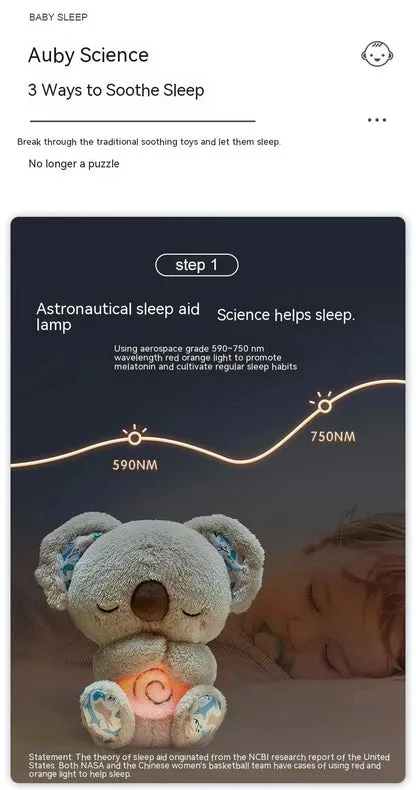 Anxiety Relief Koala Plush Toy with Music, Lights and Rhythmic Breathing Motion