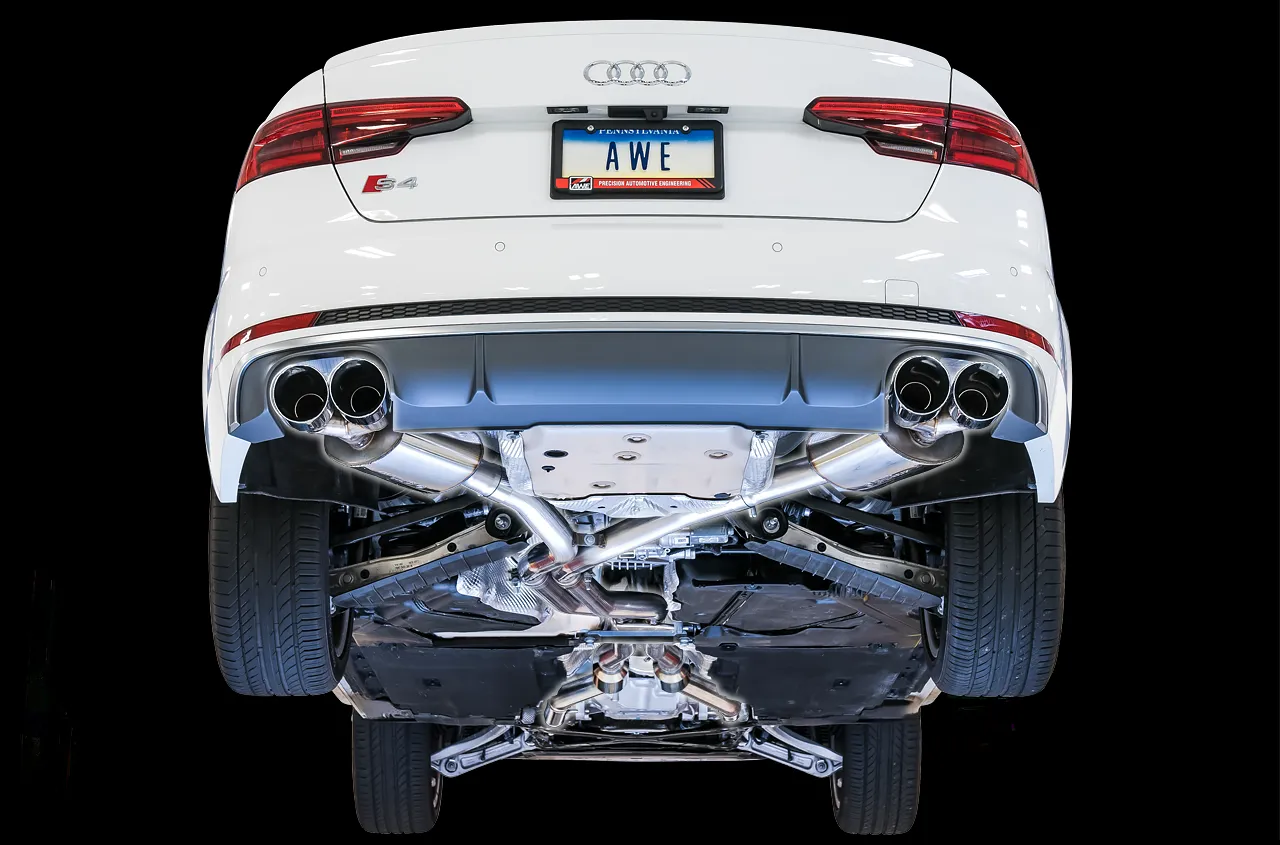 AWE Touring Edition Exhaust for Audi B9 S4 - Chrome Silver 90mm Tips