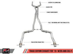 AWE Tuning 2019  Mercedes-Benz C63/S AMG Sedan (W205) Track Edition Exhaust - No Tips