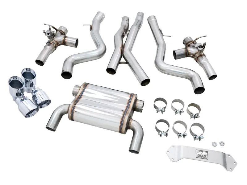 AWE Tuning BMW F8X M3/M4  Track Edition Catback Exhaust - Chrome Silver Tips