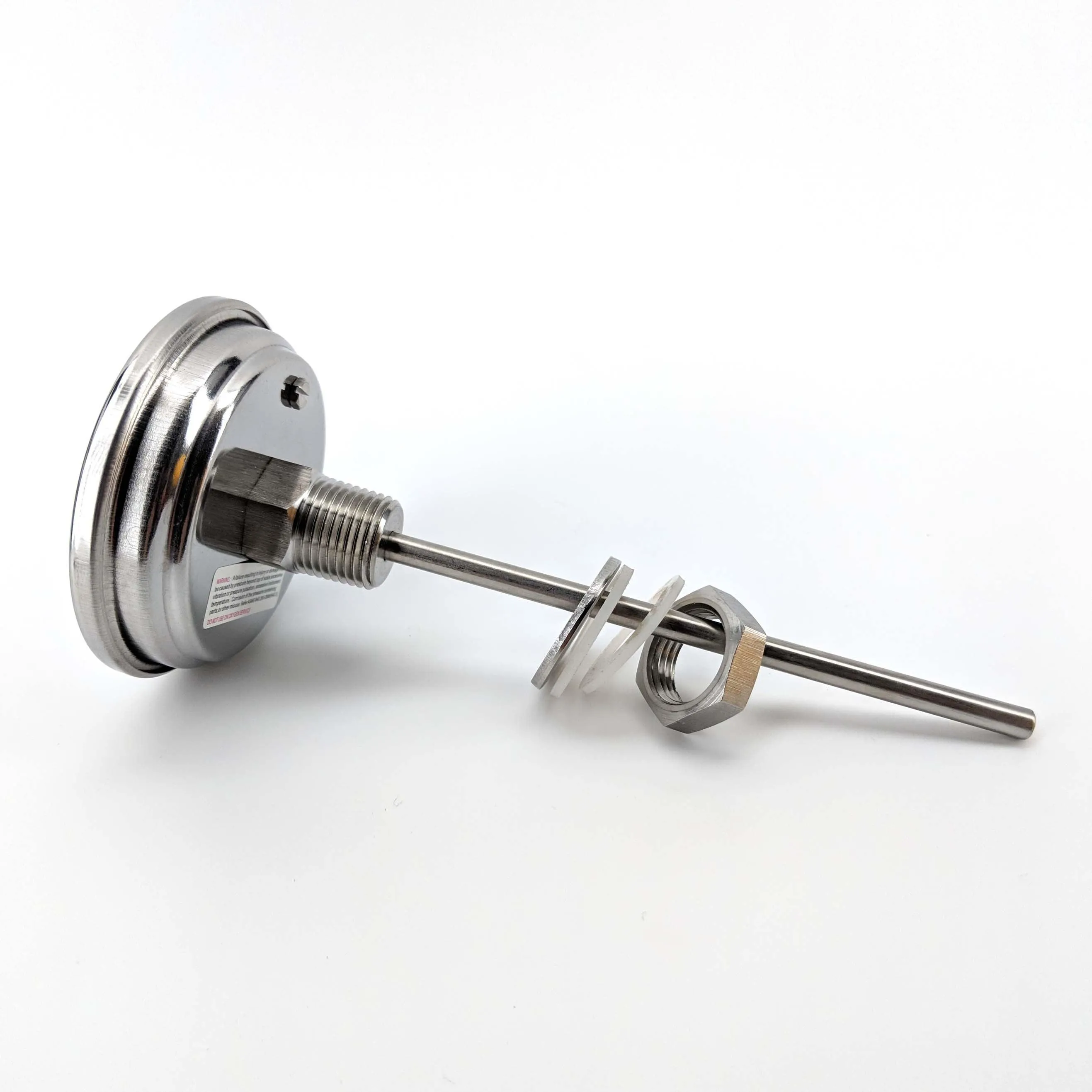 Bi-Metal 3 Inch Dial Weldless Thermometer - Long Stem 132mm