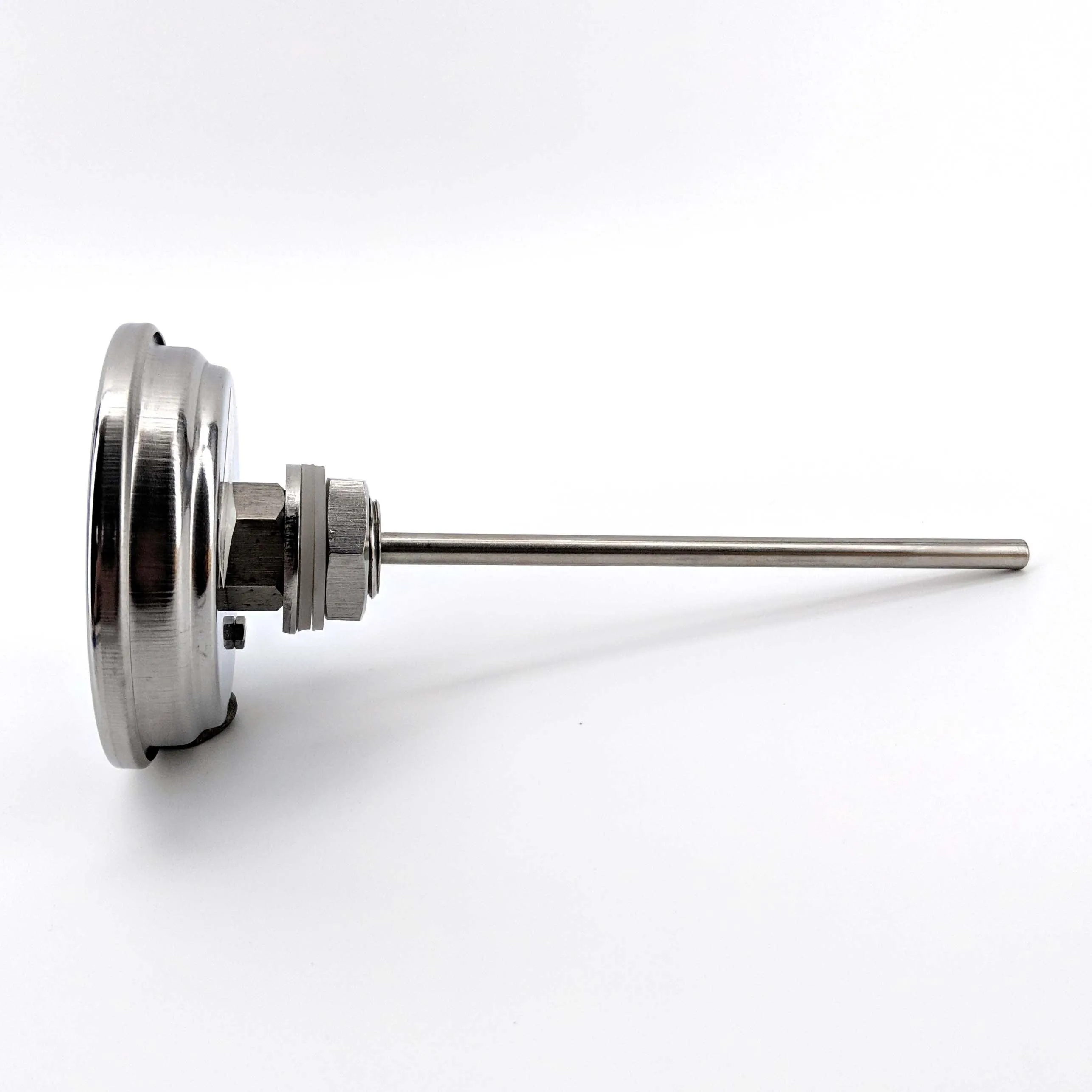 Bi-Metal 3 Inch Dial Weldless Thermometer - Long Stem 132mm