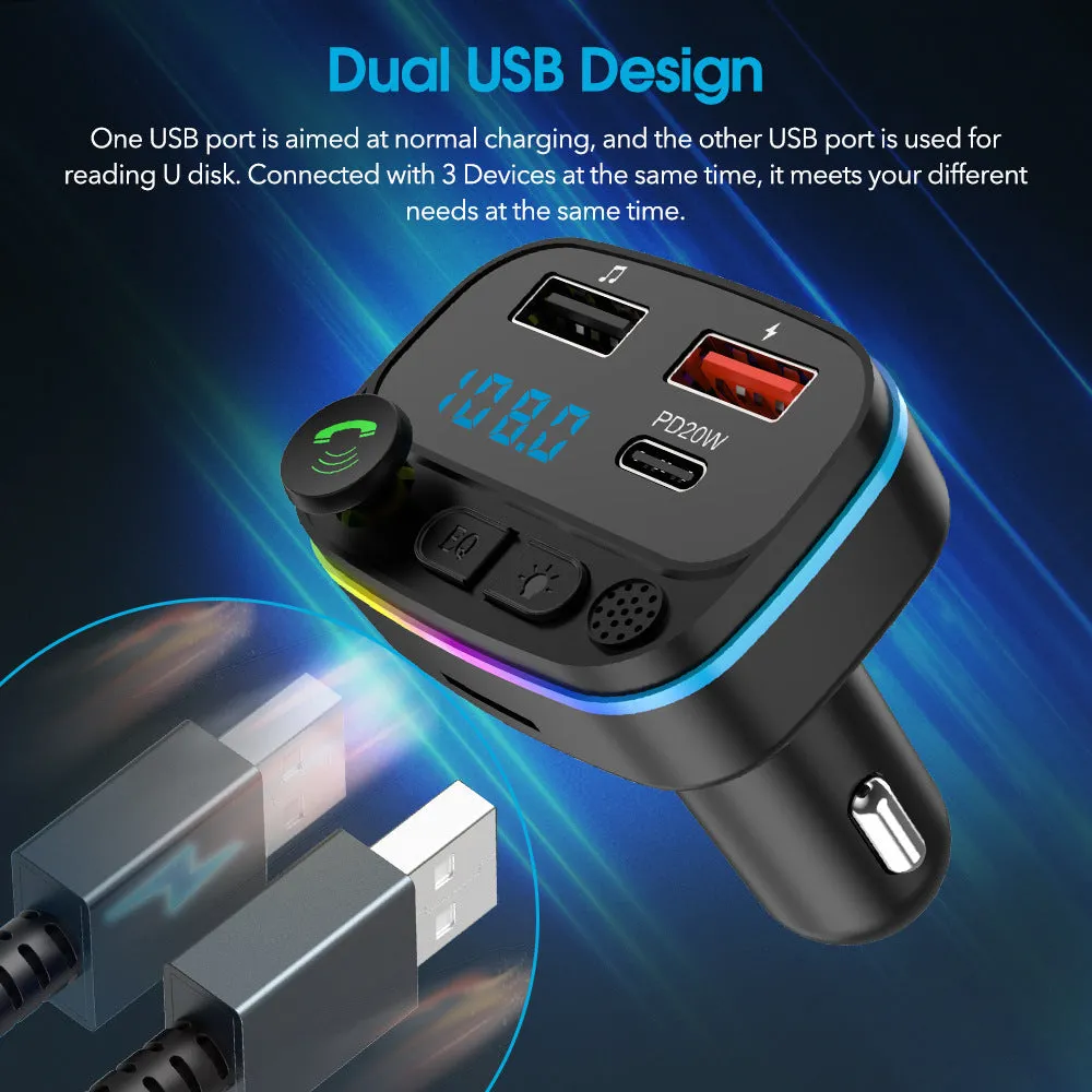Car Bluetooth-compatible Fm Transmitter Mp3 Player Handsfree Kit
