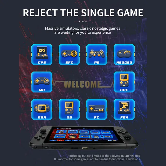 Cawevon Powkiddy X70 HD Retro Handheld Game Console 7 inch Joystick FC Arcade 64GB