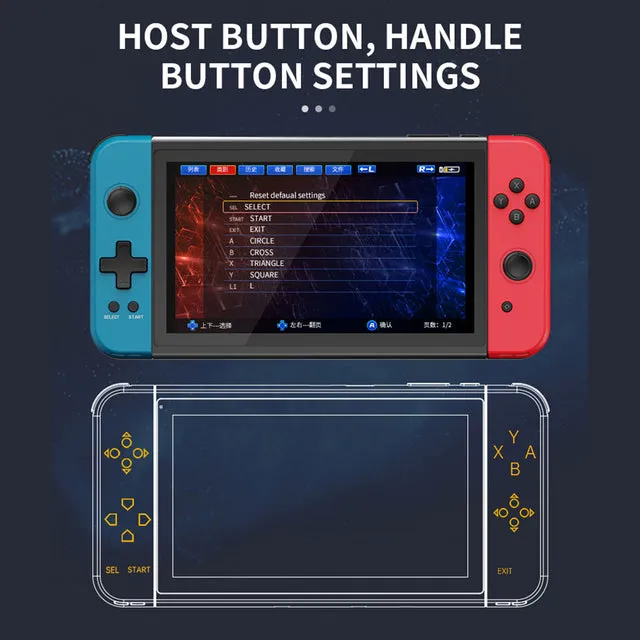 Cawevon Powkiddy X70 HD Retro Handheld Game Console 7 inch Joystick FC Arcade 64GB