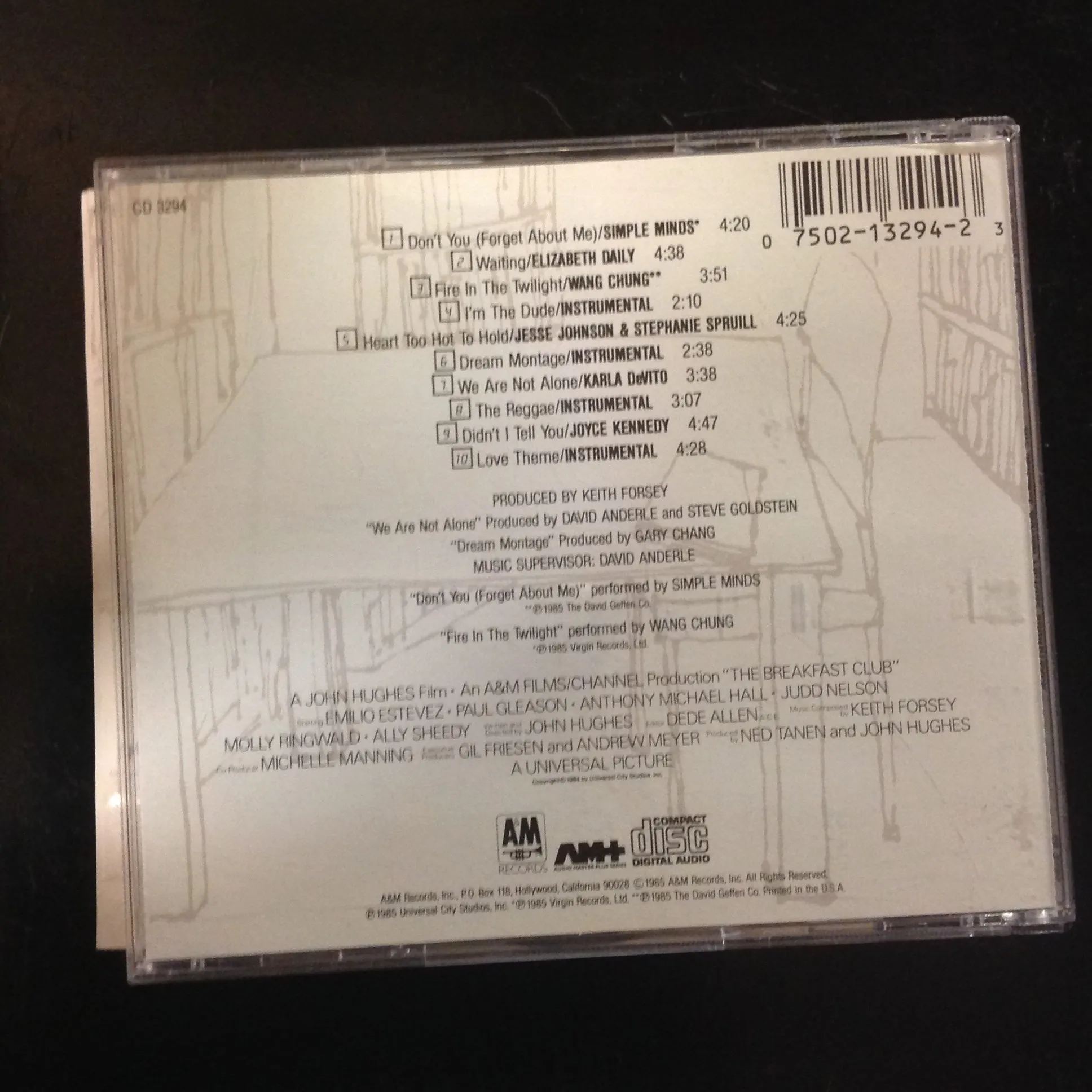CD Soundtrack Movie Breakfast Club Various Artists CD 3294 1991