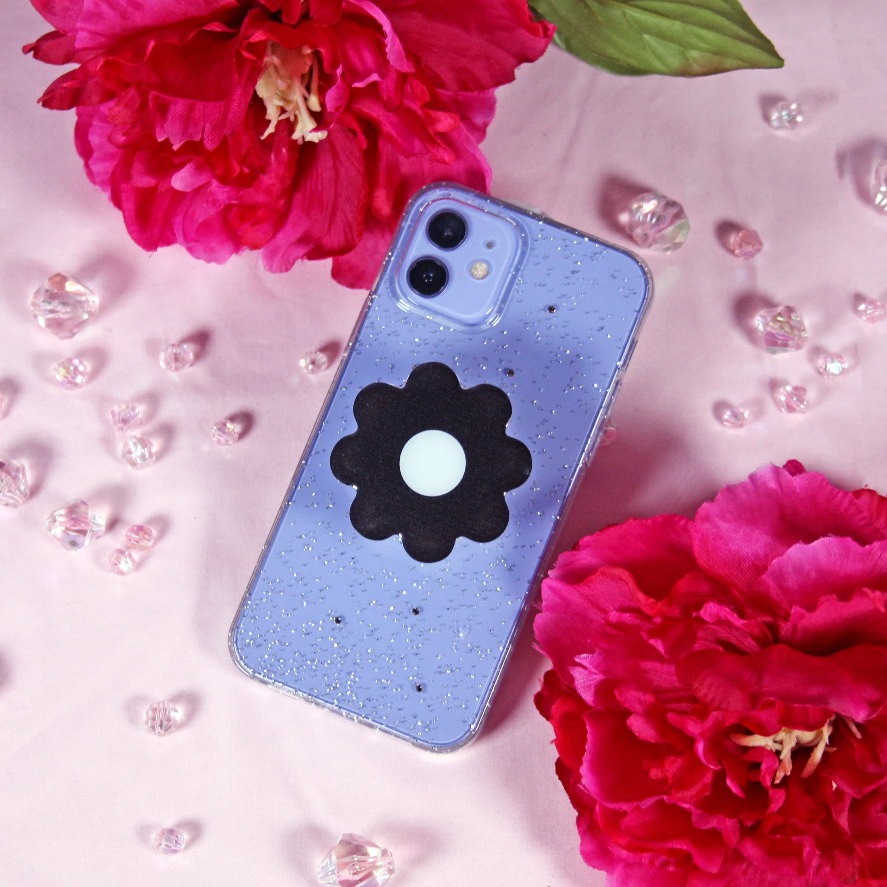 Daisy Phone Grip- Black/White