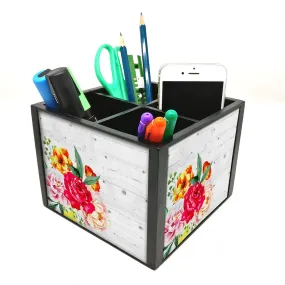 Desk Organizer For Stationery -  Vintage Flower