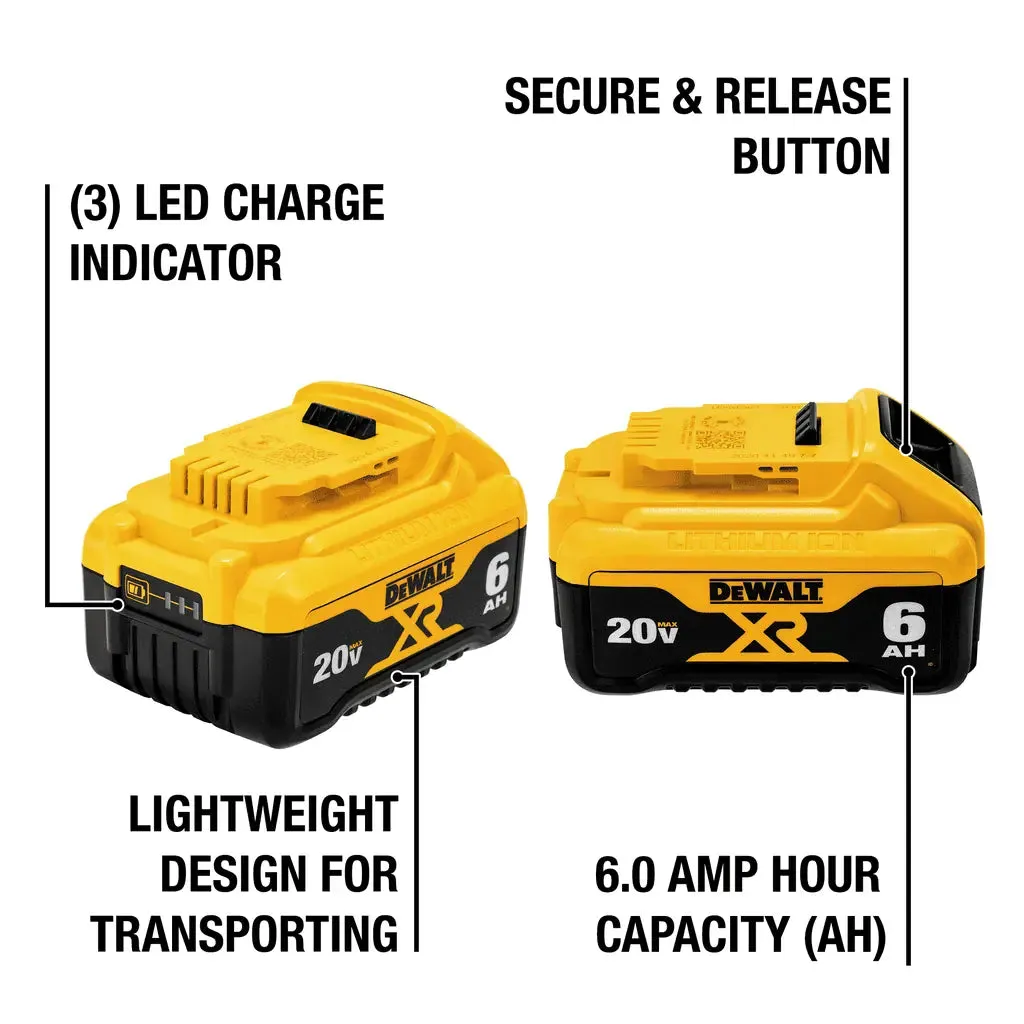 DeWalt 20V MAX Premium Lithium-Ion XR 6.0Ah Battery Pack - 2/Pack
