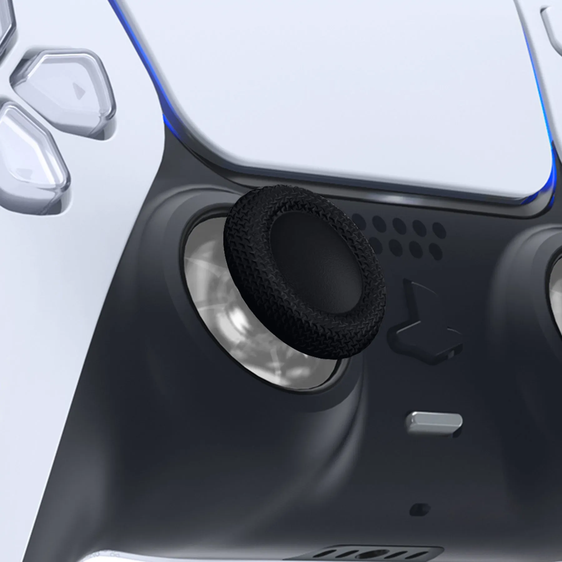 eXtremeRate Black & Clear Dual-Color Replacement Thumbsticks for PS5 Controller, Custom Analog Stick Joystick Compatible with PS5, for PS4 All Model Controller - JPF609