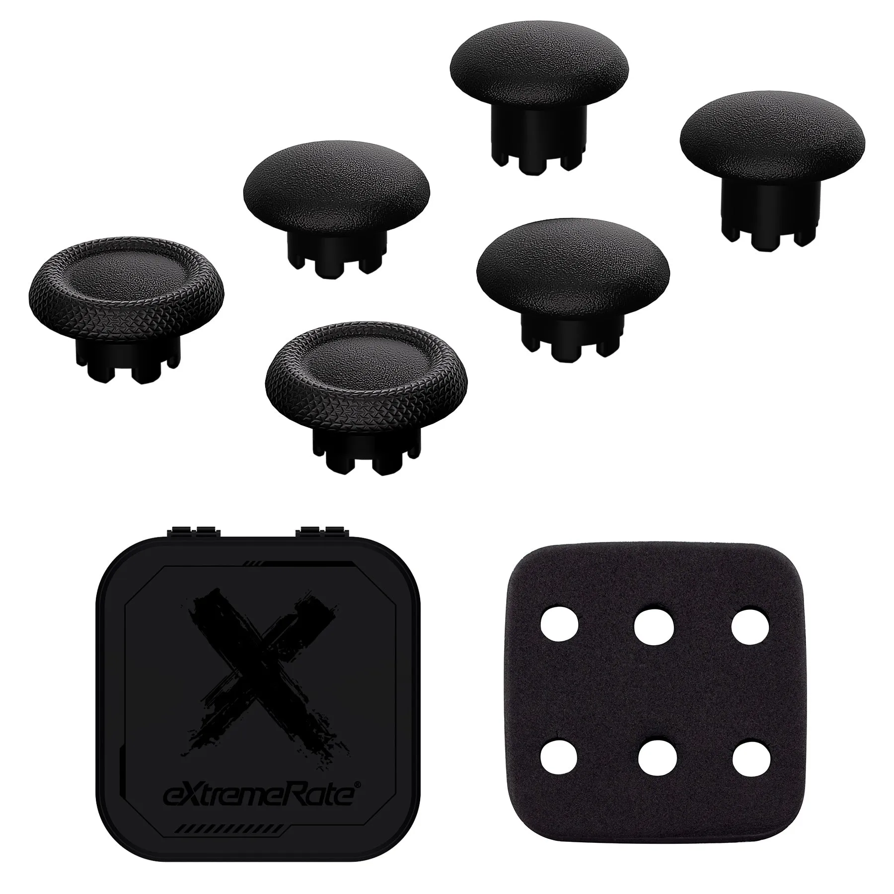 eXtremeRate Black Replacement Swappable Thumbsticks for PS5 Edge Controller, Custom Interchangeable Analog Stick Joystick Caps for PS5 Edge Controller - Controller & Thumbsticks Base NOT Included - P5J108