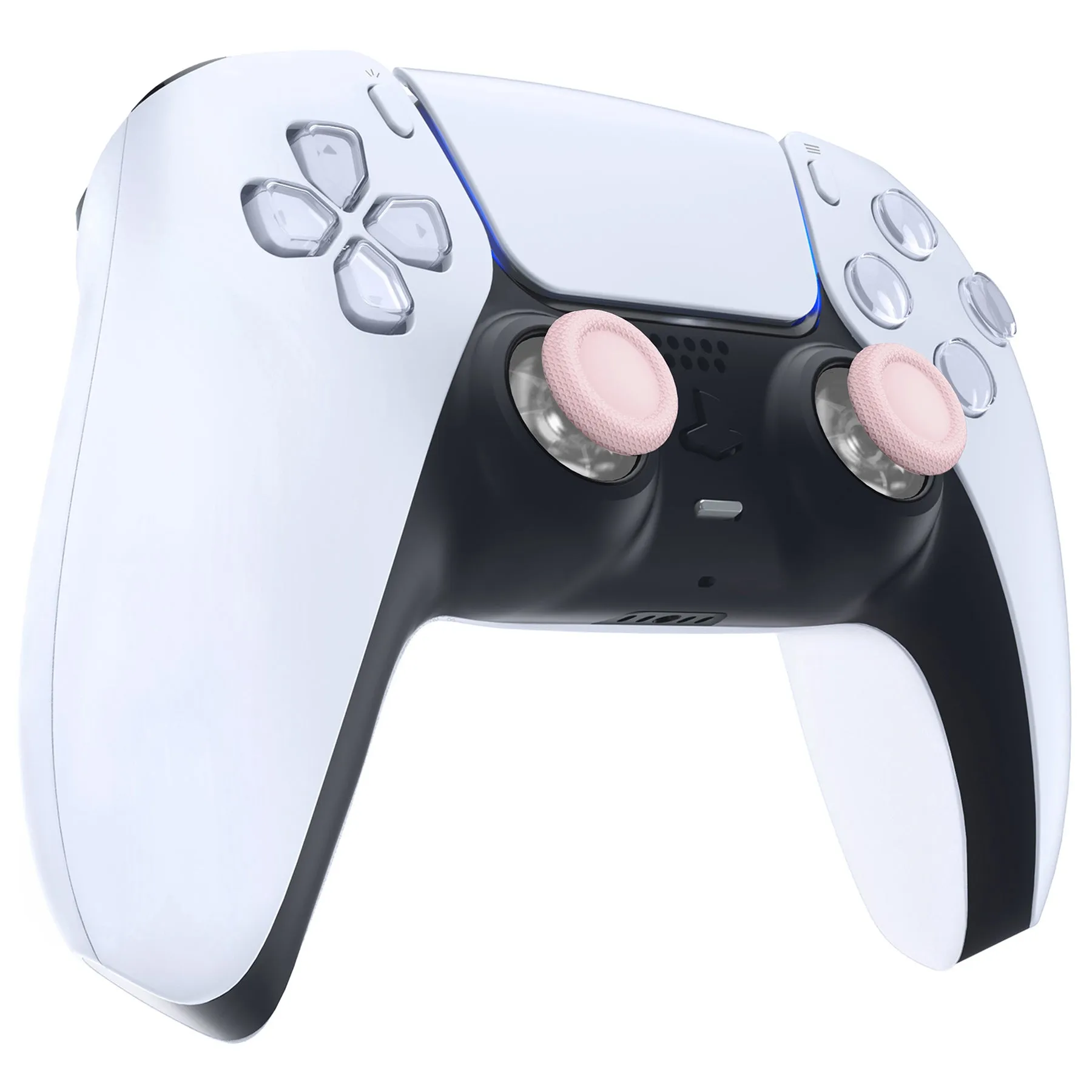eXtremeRate Clear & Cherry Blossoms Pink Dual-Color Replacement Thumbsticks for PS5 Controller, Custom Analog Stick Joystick Compatible with PS5, for PS4 All Model Controller - JPF644