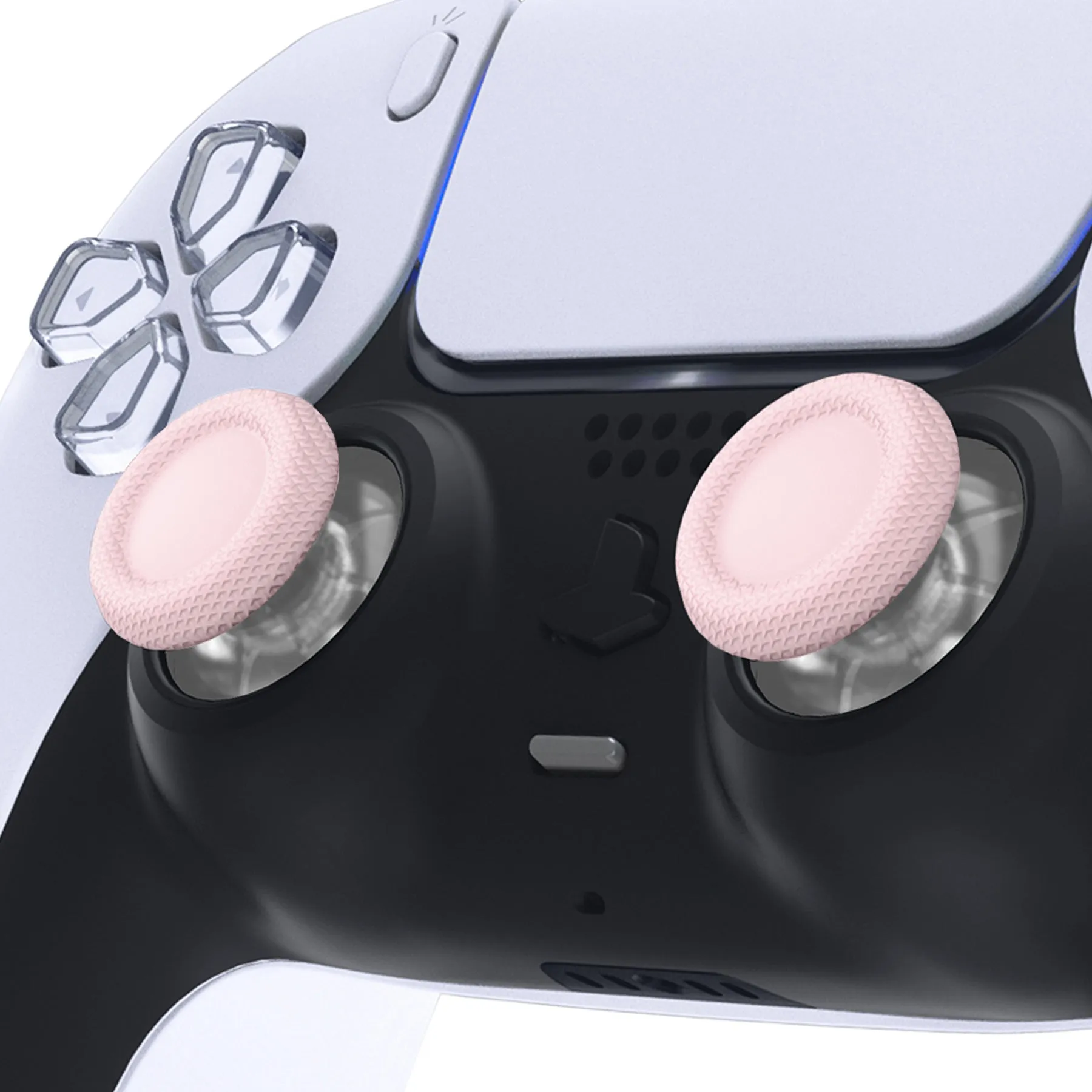 eXtremeRate Clear & Cherry Blossoms Pink Dual-Color Replacement Thumbsticks for PS5 Controller, Custom Analog Stick Joystick Compatible with PS5, for PS4 All Model Controller - JPF644