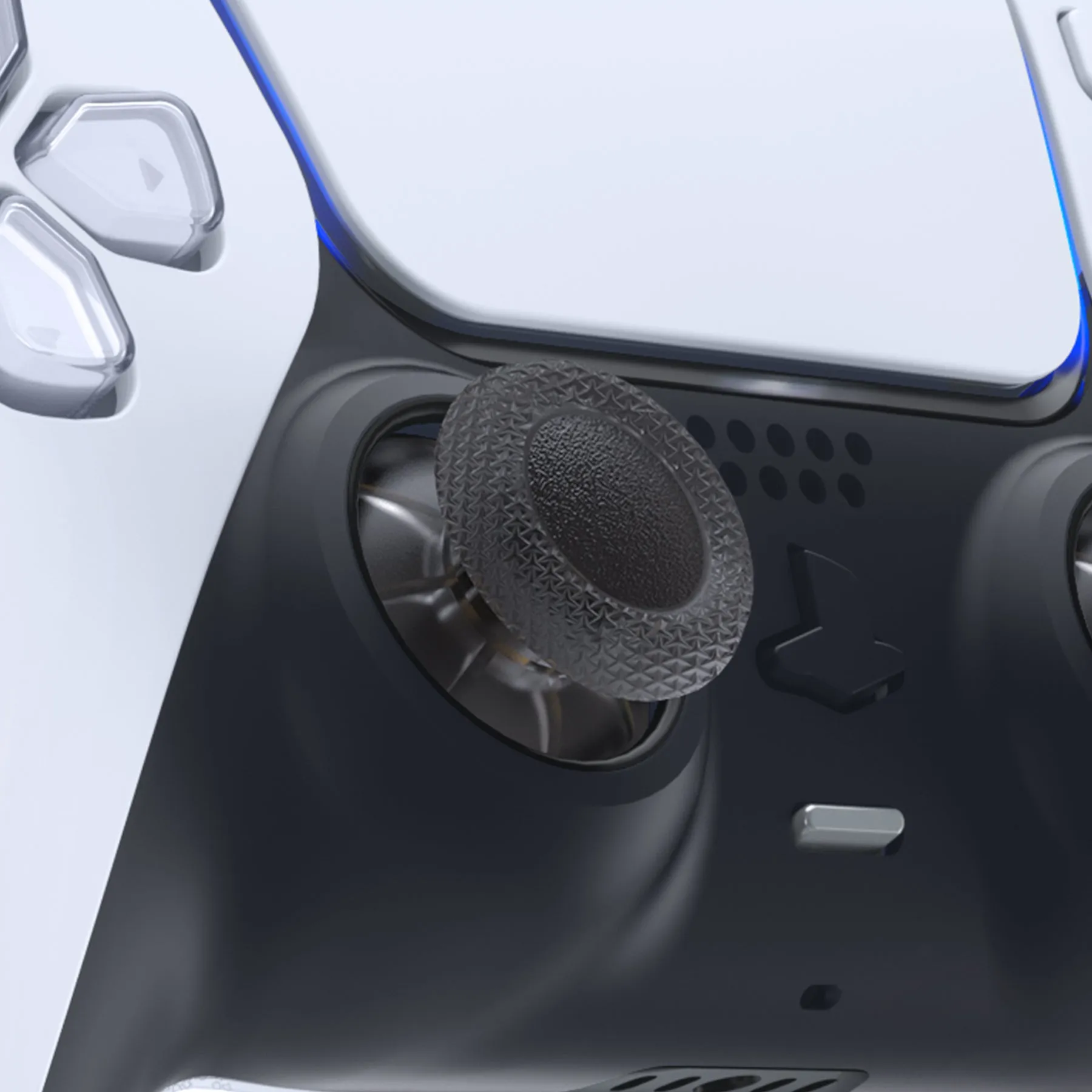 eXtremeRate Clear Black Replacement Thumbsticks for PS5 Controller, Custom Analog Stick Joystick Compatible with PS5, for PS4 All Model Controller - JPF630