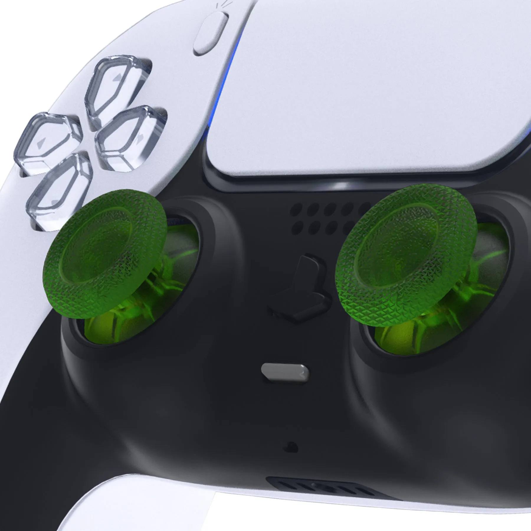 eXtremeRate Clear Green Replacement Thumbsticks for PS5 Controller, Custom Analog Stick Joystick Compatible with PS5, for PS4 All Model Controller - JPF623