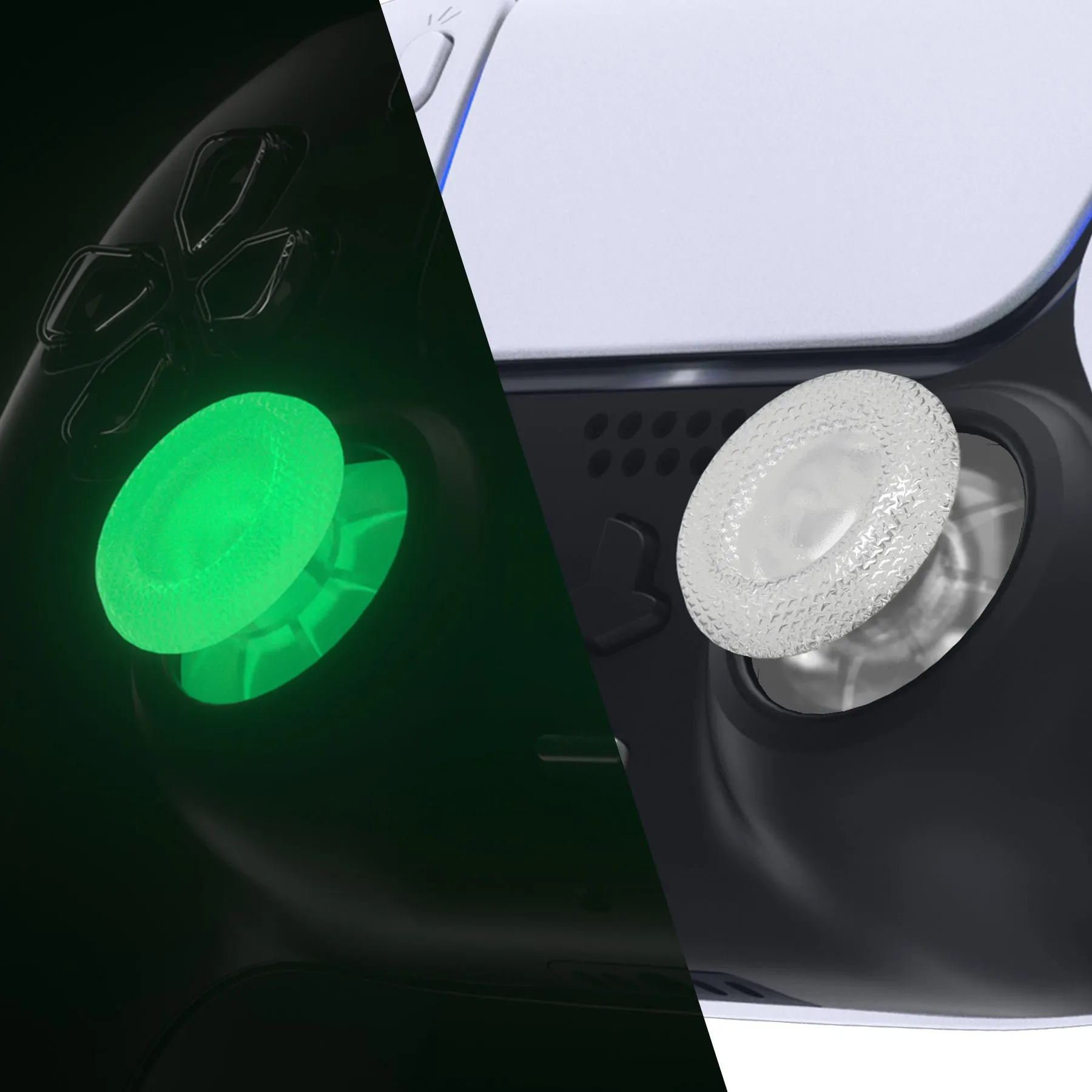 eXtremeRate Glow in Dark - Green Replacement Thumbsticks for PS5 Controller, Custom Analog Stick Joystick Compatible with PS5, for PS4 All Model Controller - JPF632