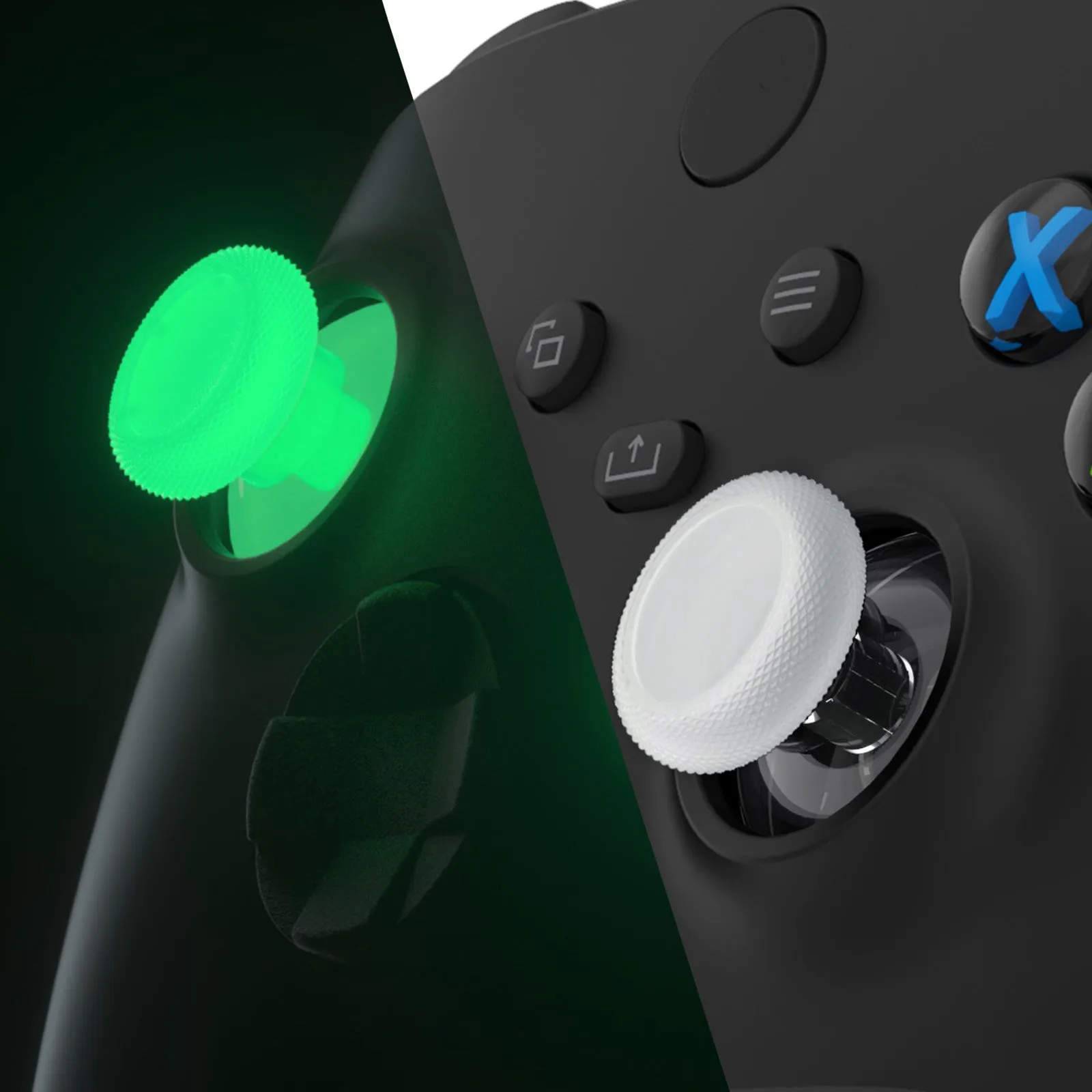 eXtremeRate Glow in Dark - Green Replacement Thumbsticks for Xbox Series X/S Controller, for Xbox One Standard Controller Analog Stick, Custom Joystick for Xbox One X/S, for Xbox One Elite Controller - JX3429