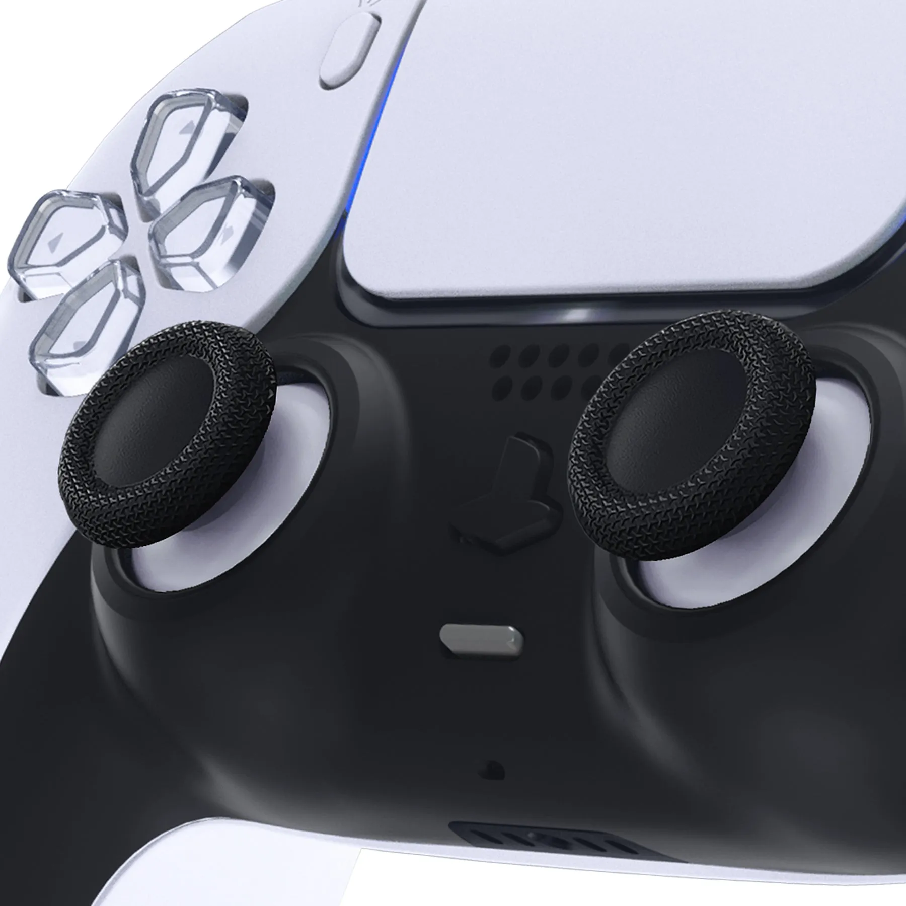 eXtremeRate Solid White & Black Dual-Color Replacement Thumbsticks for PS5 Controller, Custom Analog Stick Joystick Compatible with PS5, for PS4 All Model Controller - JPF638