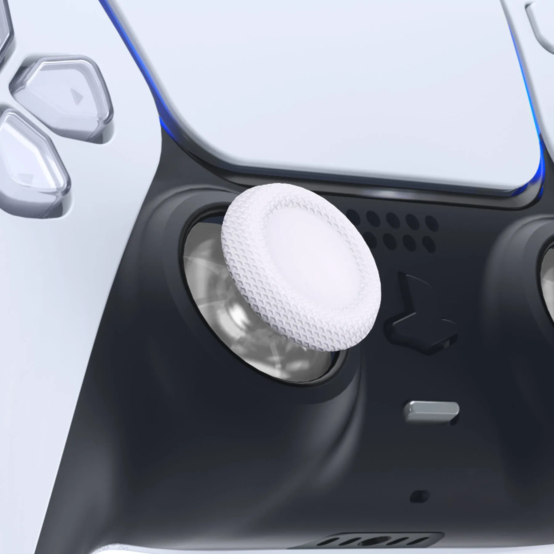 eXtremeRate White & Clear Replacement Thumbsticks for PS5 Controller, Custom Analog Stick Joystick Compatible with PS5, for PS4 All Model Controller - JPF629