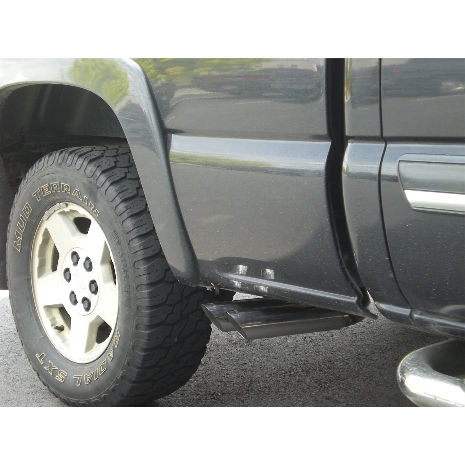 Flowmaster American Thunder Cat-Back Exhaust System - 3 in Diameter - Dual Side Exit - 3 in Polished Tips - Extended Cab - GM Fullsize Truck 1999-2006