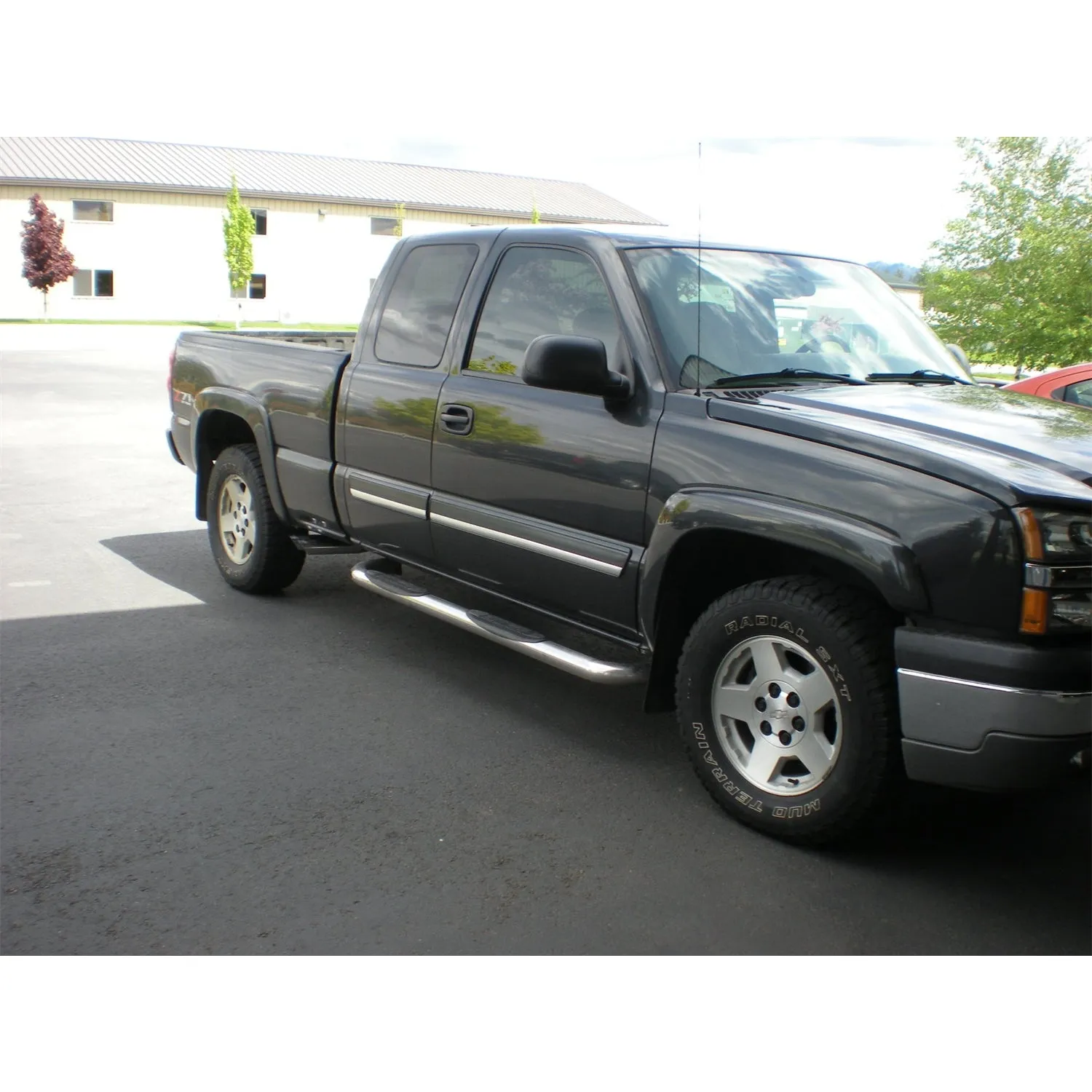 Flowmaster American Thunder Cat-Back Exhaust System - 3 in Diameter - Dual Side Exit - 3 in Polished Tips - Extended Cab - GM Fullsize Truck 1999-2006