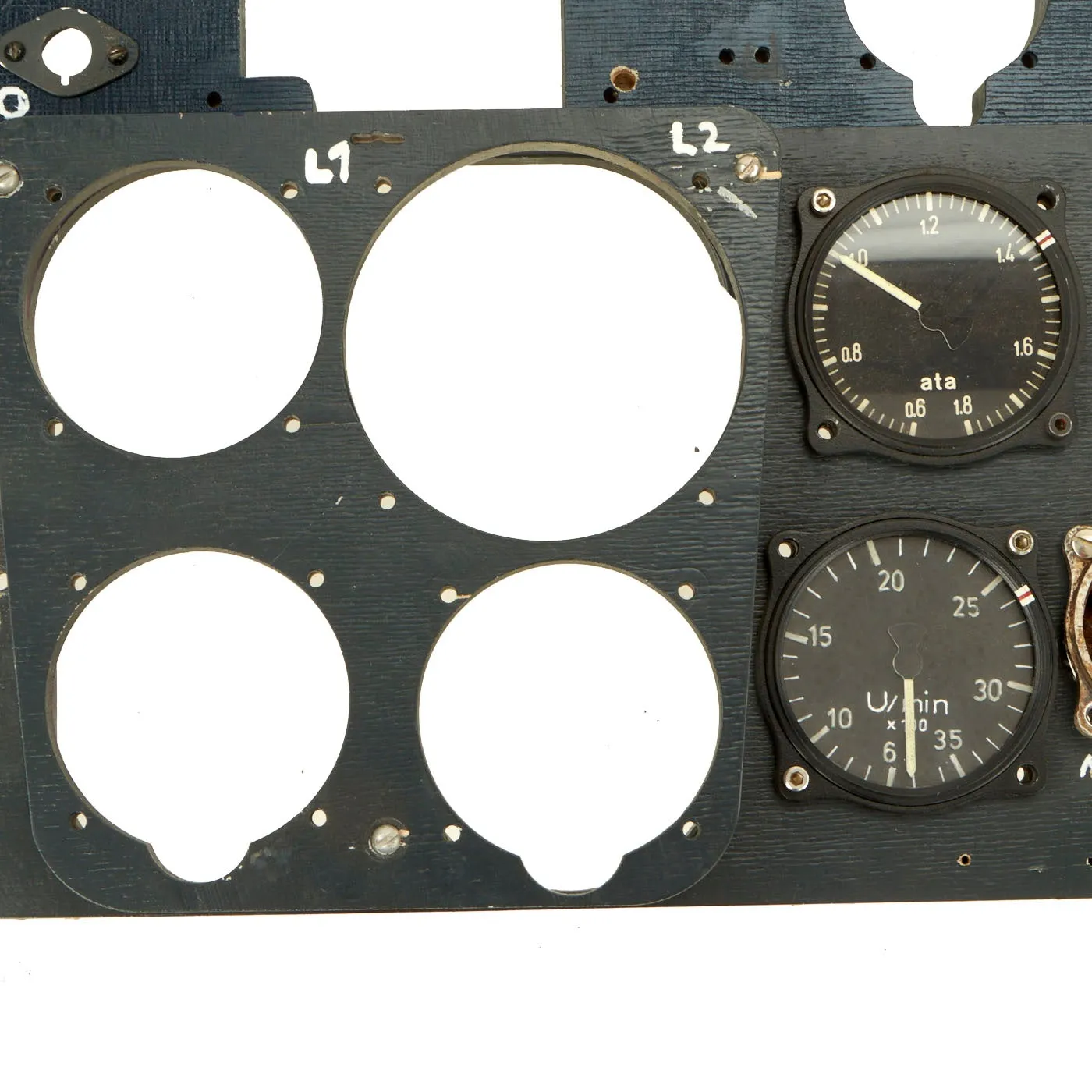 German WWII Luftwaffe Me 109 Bf 109 Replica Cockpit Instrument Panel with Original and Reproduction Gauges