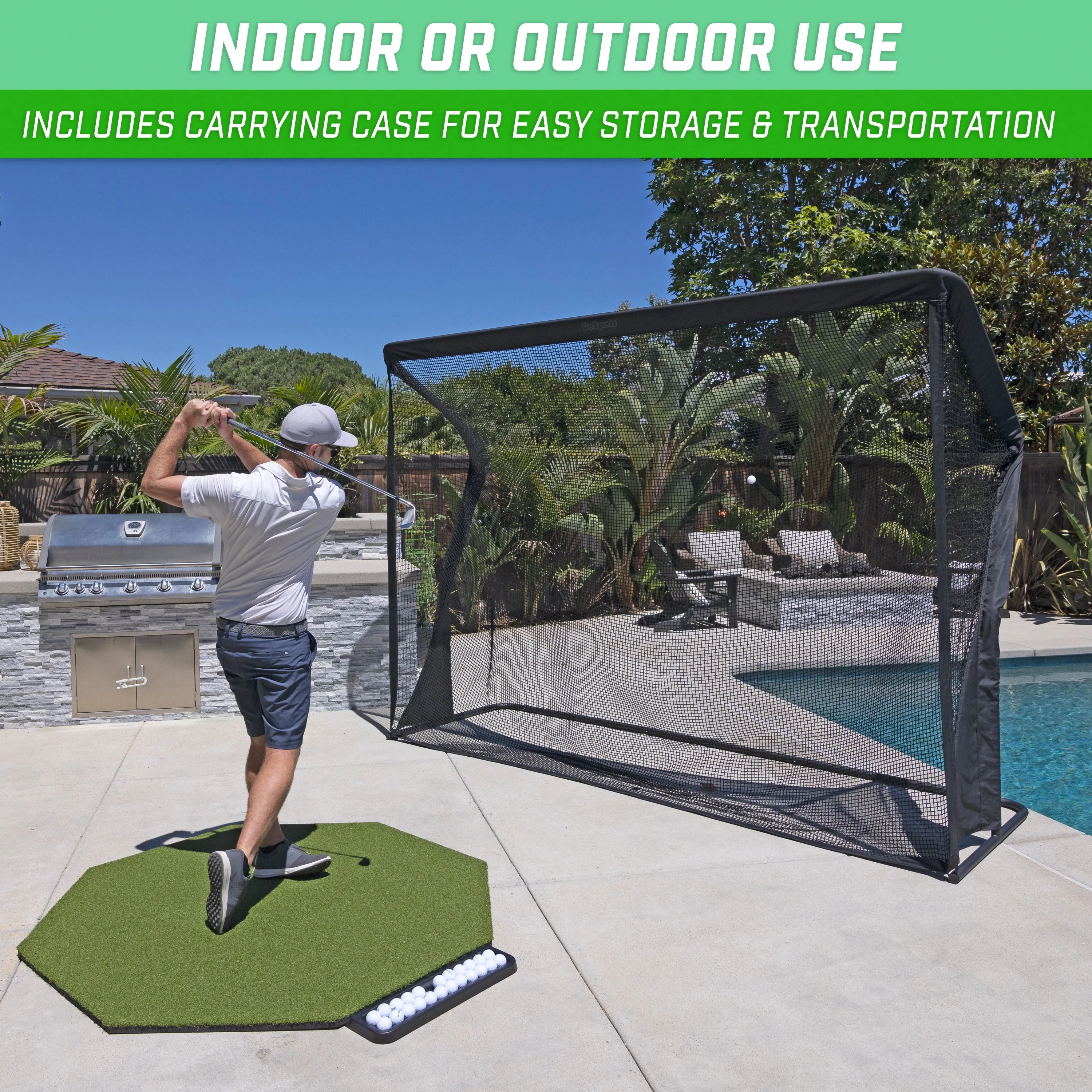 GoSports ELITE Golf Practice Net with Steel Frame - 10 ft Size