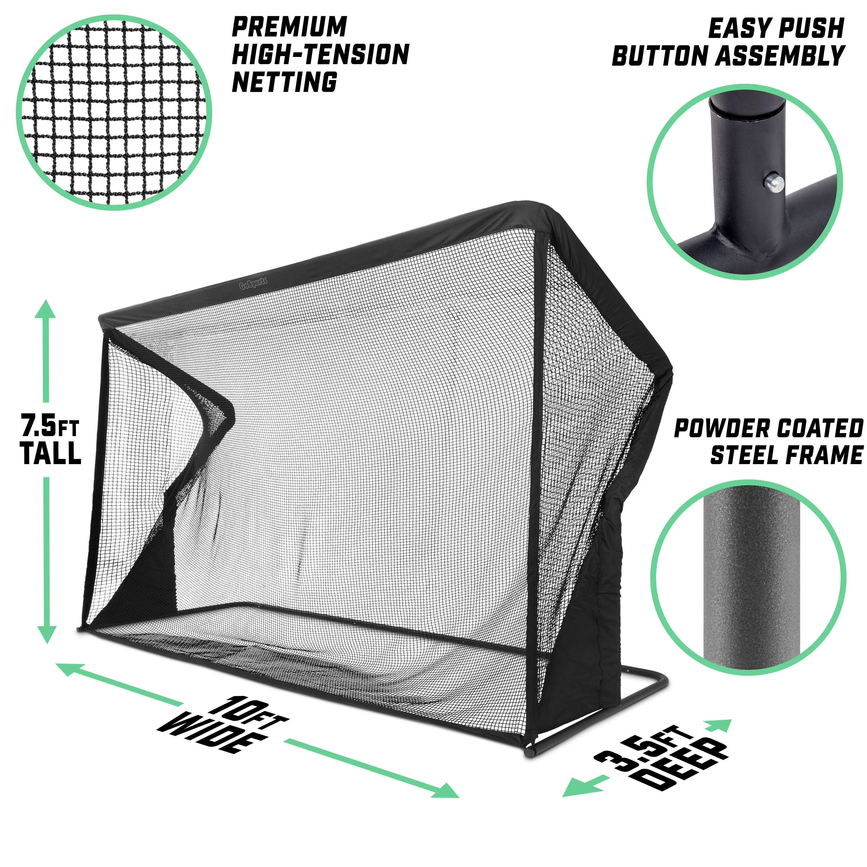 GoSports ELITE Golf Practice Net with Steel Frame - 10 ft Size
