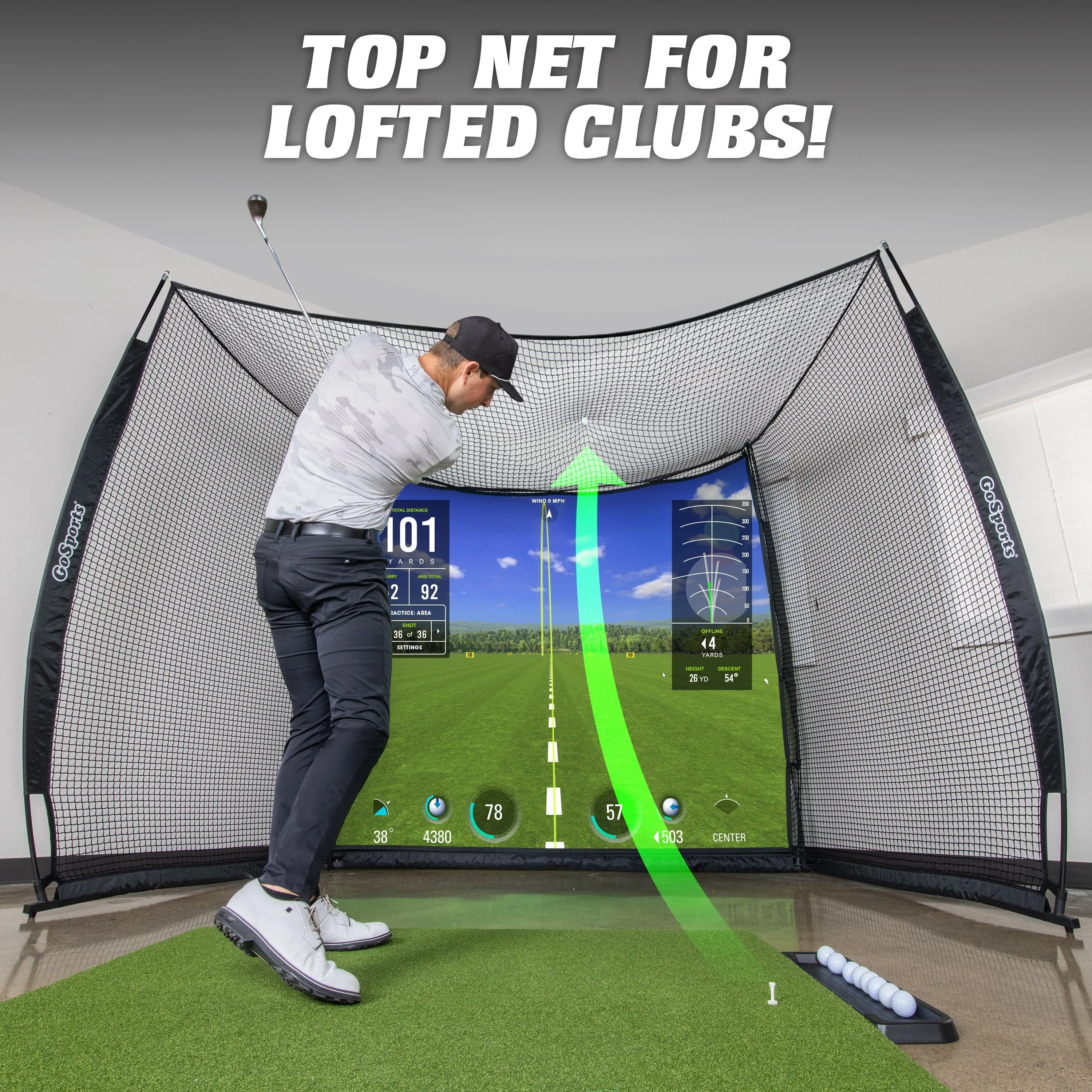GoSports Range Cage 10 ft x 8 ft Golf Practice Hitting Net with Simulator Impact Screen