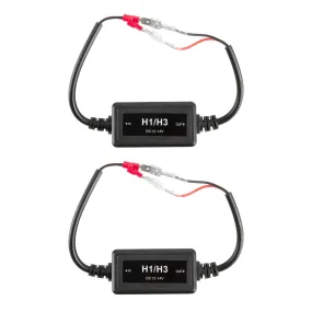 H1/H3 C10-Model Enhanced LED Headlight Bulbs Canbus Decoder Anti-flicker Hyper Flash No Warning Harness Resistor Conversion Kit 2pcs/set