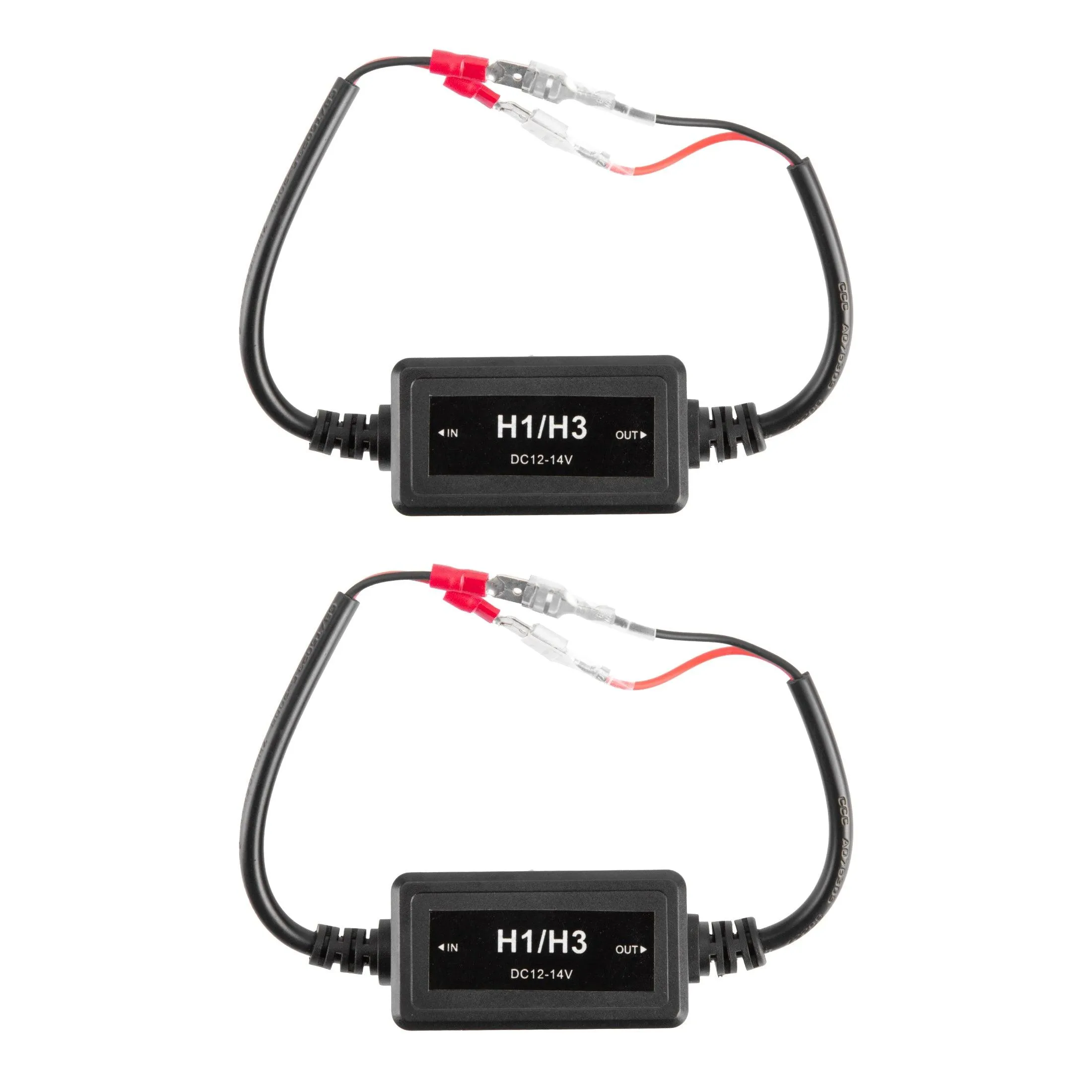 H1/H3 C10-Model Enhanced LED Headlight Bulbs Canbus Decoder Anti-flicker Hyper Flash No Warning Harness Resistor Conversion Kit 2pcs/set