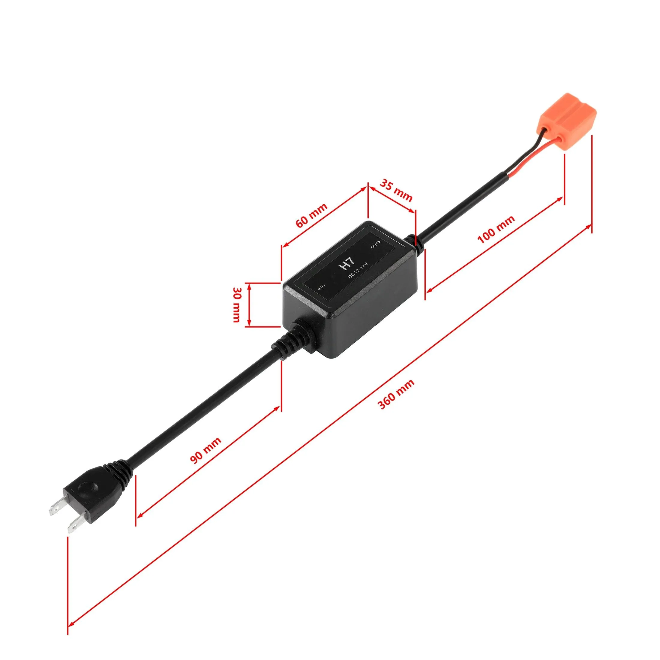 H7 C10-MODEL Enhanced LED Headlight Bulbs Canbus Decoder Anti-Flicker Hyper Flash No Warning Harness Resistor Conversion Kit 2pcs/set