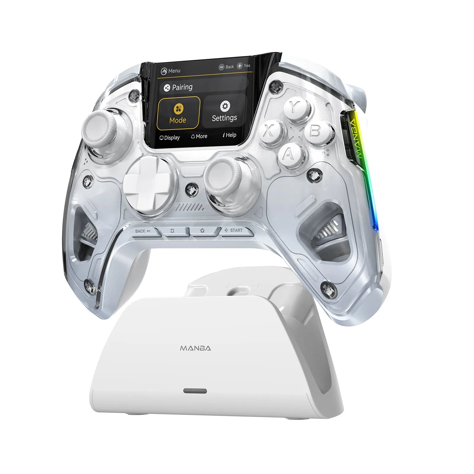 Manba One Ver 2 Wireless PC Controller - Gaming Controller with 2-inch Interactive Screen and Hall-Effect Joystick (White)