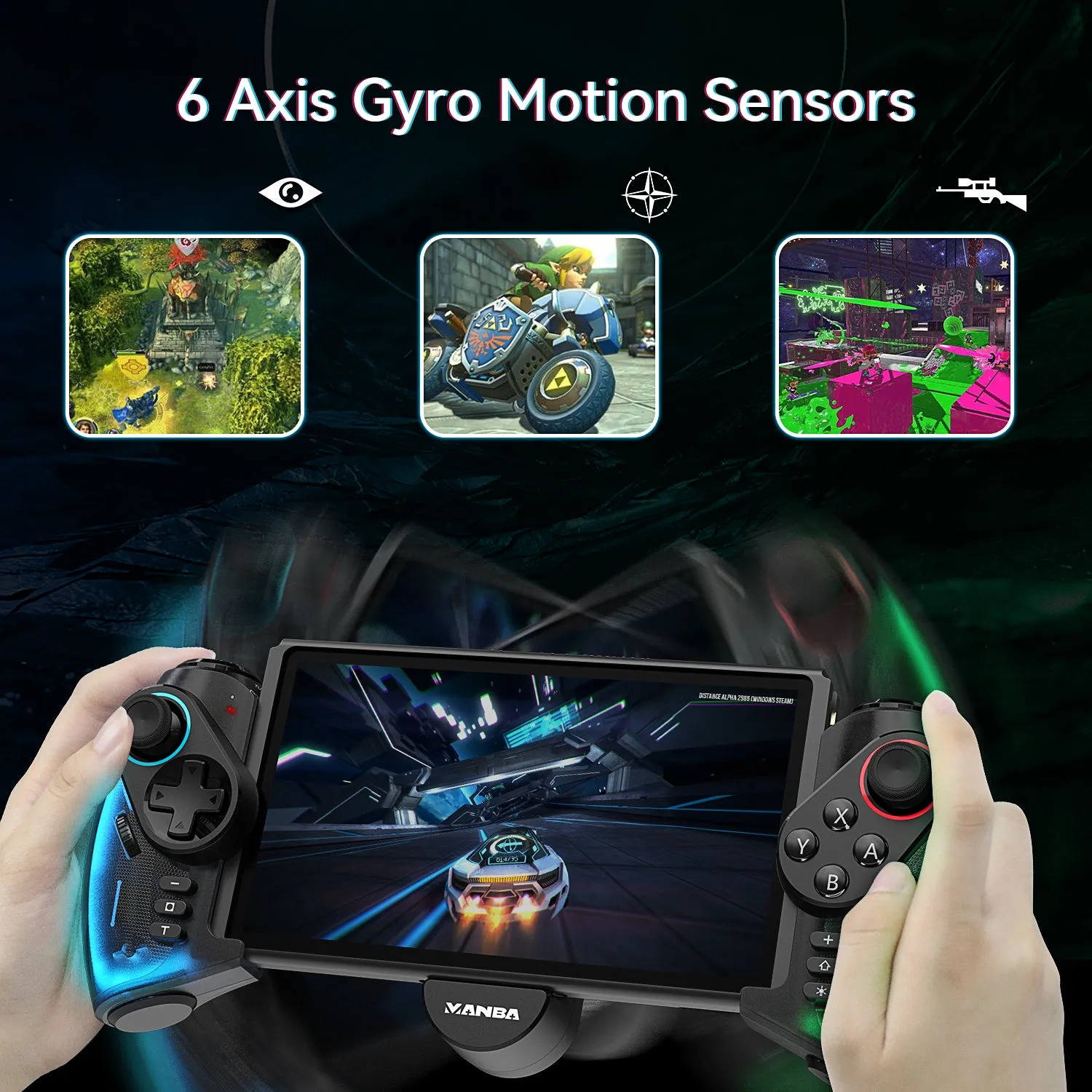 MANBA SW777 LED Switch Joycons (Black)