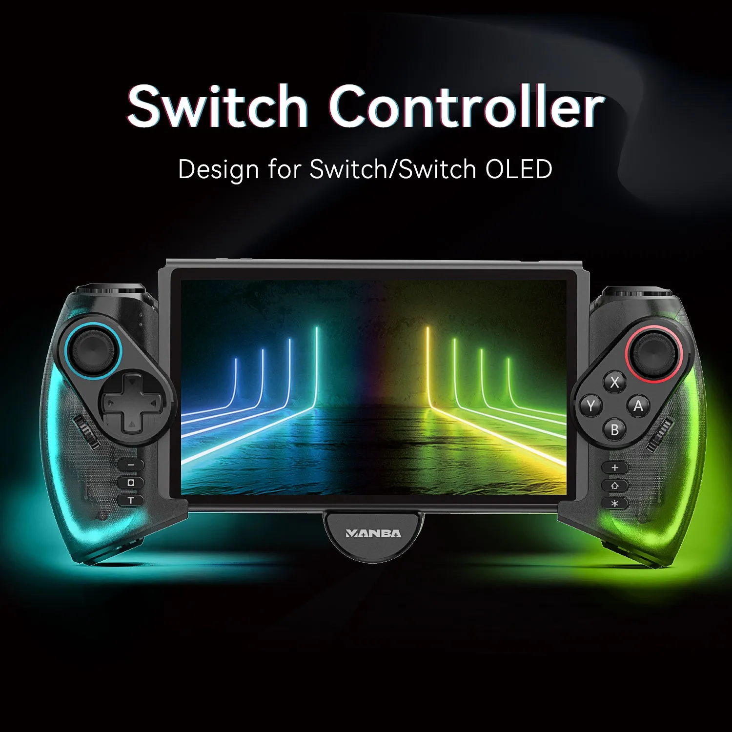MANBA SW777 LED Switch Joycons (Black)