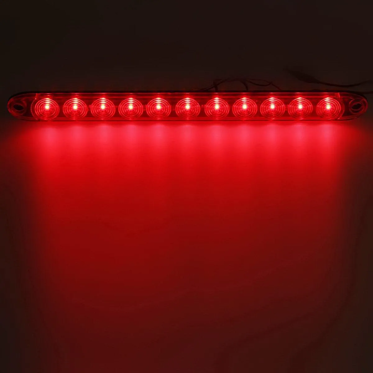 Partsam 2pcs 15inch inch Clear Lens Red 11 LED Flange Mount Trailer Truck RV Stop Turn Signal Tail Lamps 3rd Third Brake Light Bar Warning Light ID Bar