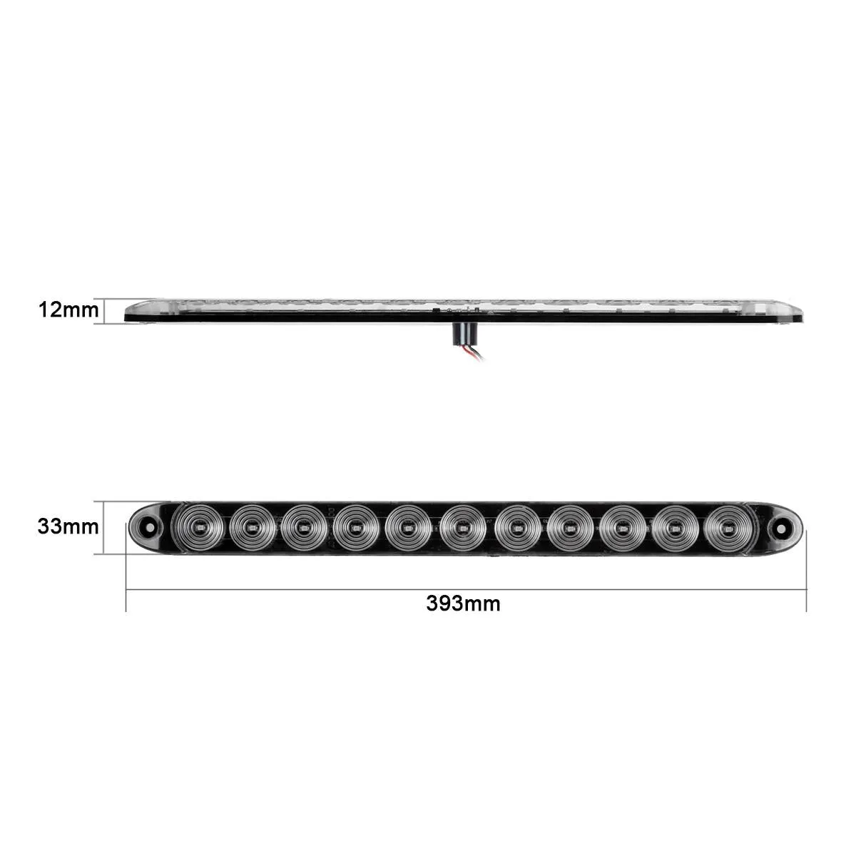 Partsam 2pcs 15inch inch Clear Lens Red 11 LED Flange Mount Trailer Truck RV Stop Turn Signal Tail Lamps 3rd Third Brake Light Bar Warning Light ID Bar