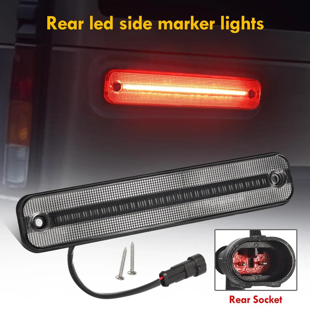 Partsam 4Pcs Full LED Side Marker Lights kit Compatible With Hummer H2 2003 2004 2005 2006 2007 2008 2009 H2 Turn Signal Lights Lamps Clear Lens 144 SMD LED Sidemarker Lamps Replacement(2Amber 2Red)