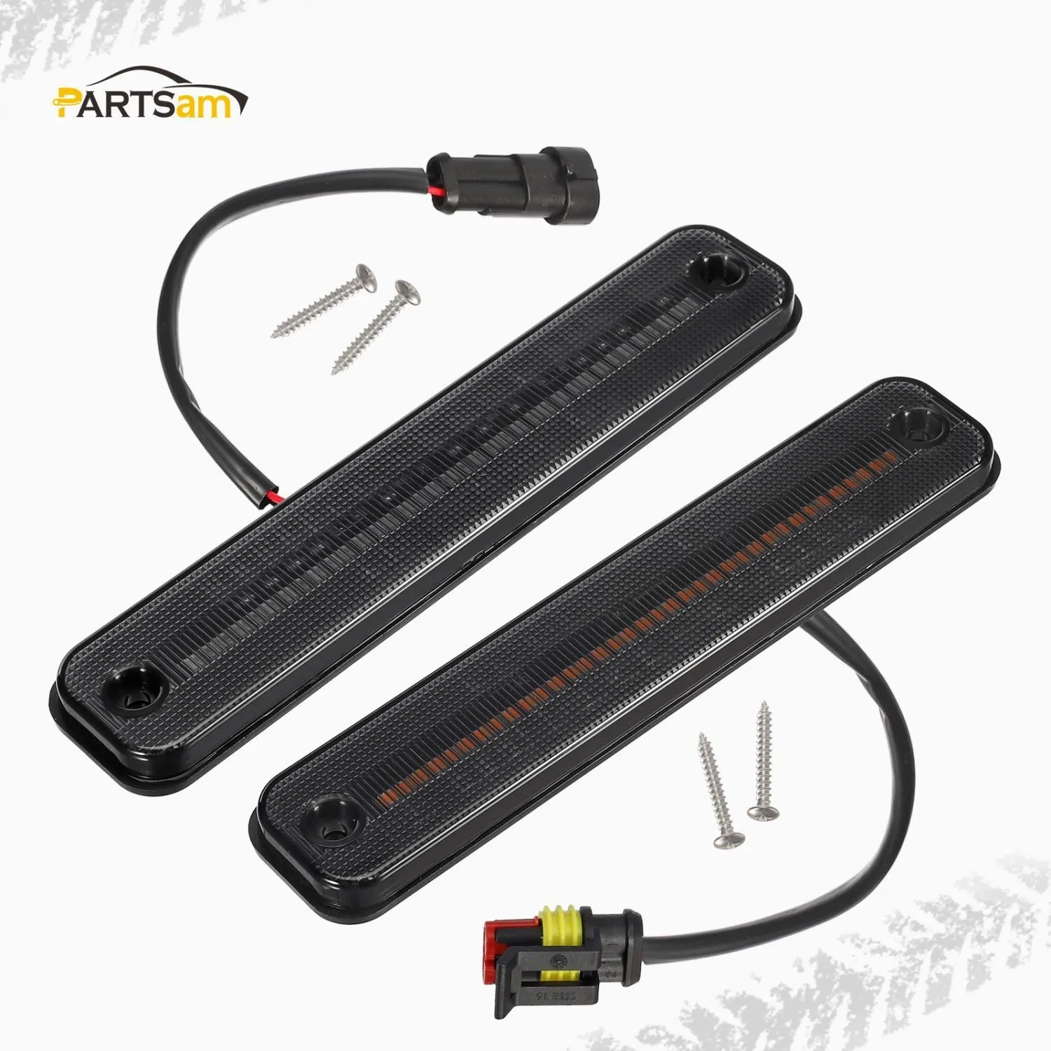 Partsam Smoked Full LED Side Marker Lights Kit Compatible With Hummer H2 2003 2004 2005 2006 2007 2008 2009 H2 Turn Signal Lights Lamps 144 SMD LED Sidemarker Lamps Replacement(2Amber 2Red)