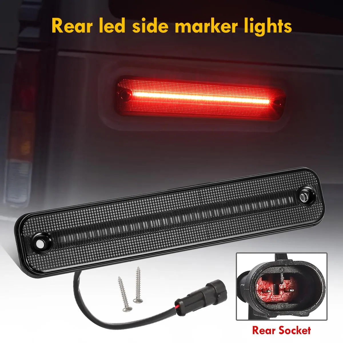 Partsam Smoked Full LED Side Marker Lights Kit Compatible With Hummer H2 2003 2004 2005 2006 2007 2008 2009 H2 Turn Signal Lights Lamps 144 SMD LED Sidemarker Lamps Replacement(2Amber 2Red)