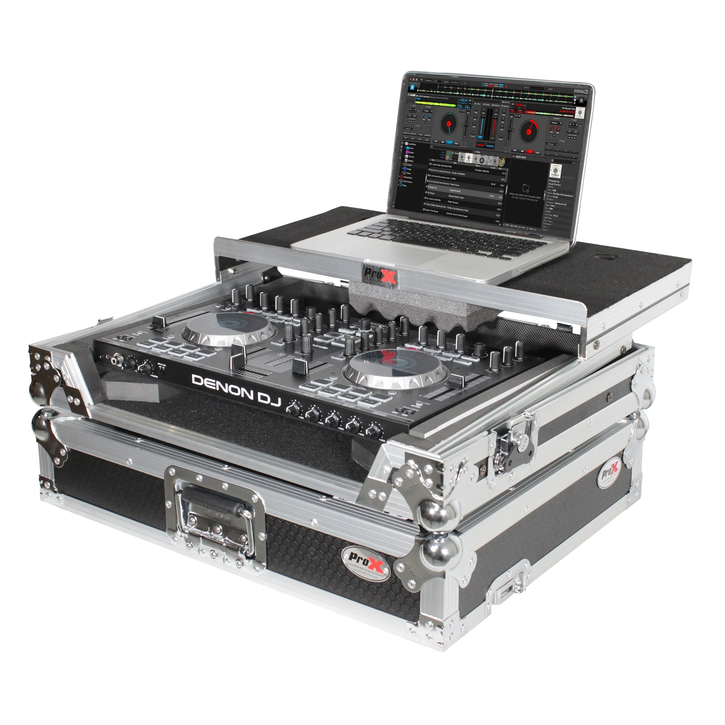 ProX XS-UXXLT MK2 Universal Flight Style Road For DJ Controllers with Sliding Laptop Shelf