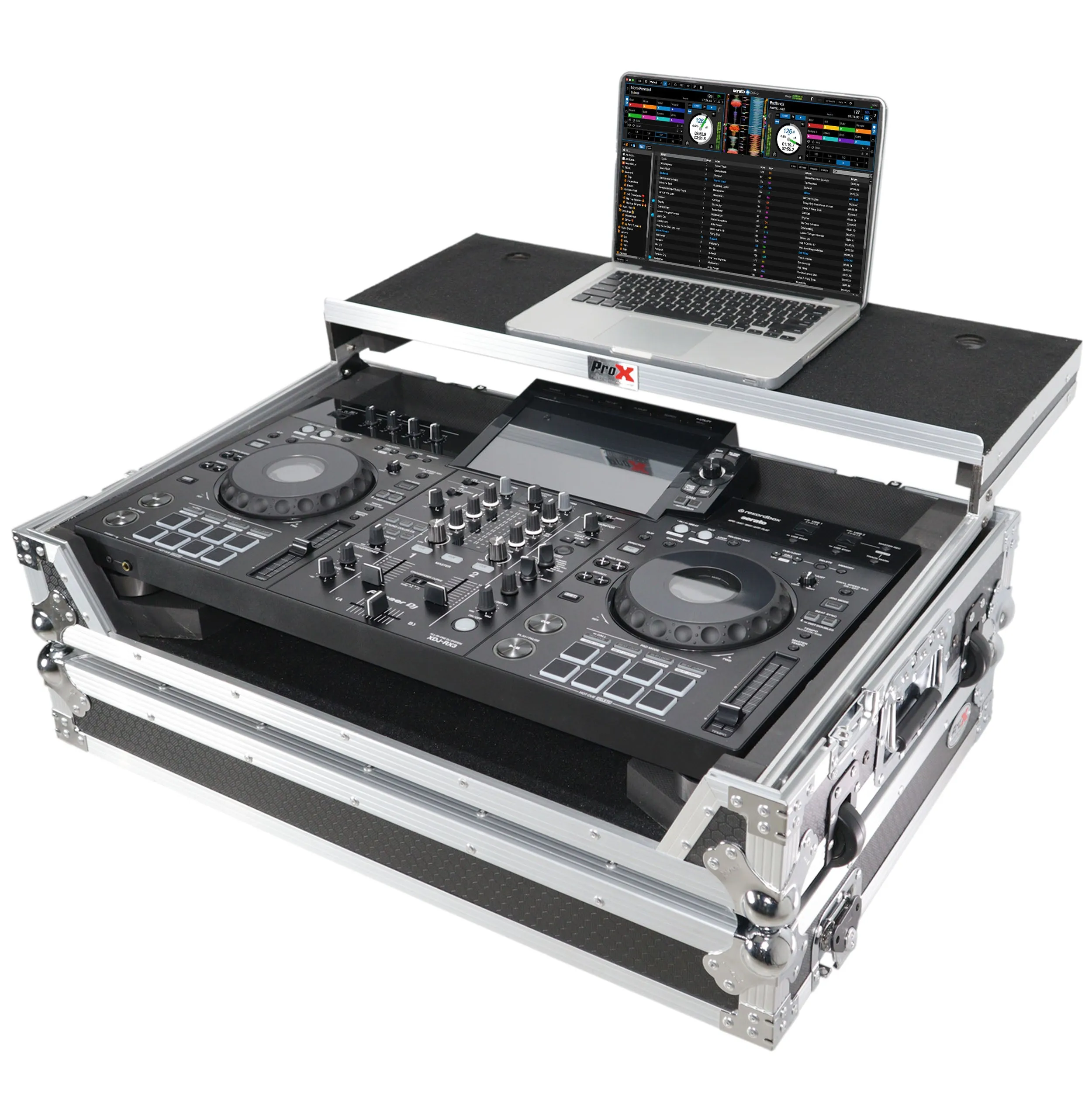 ProX XS-XDJRX3 WLT ATA Flight Case ATA Flight Case For Pioneer XDJ-RX3 DJ Controller with Laptop Shelf 1U Rack Space and Wheels