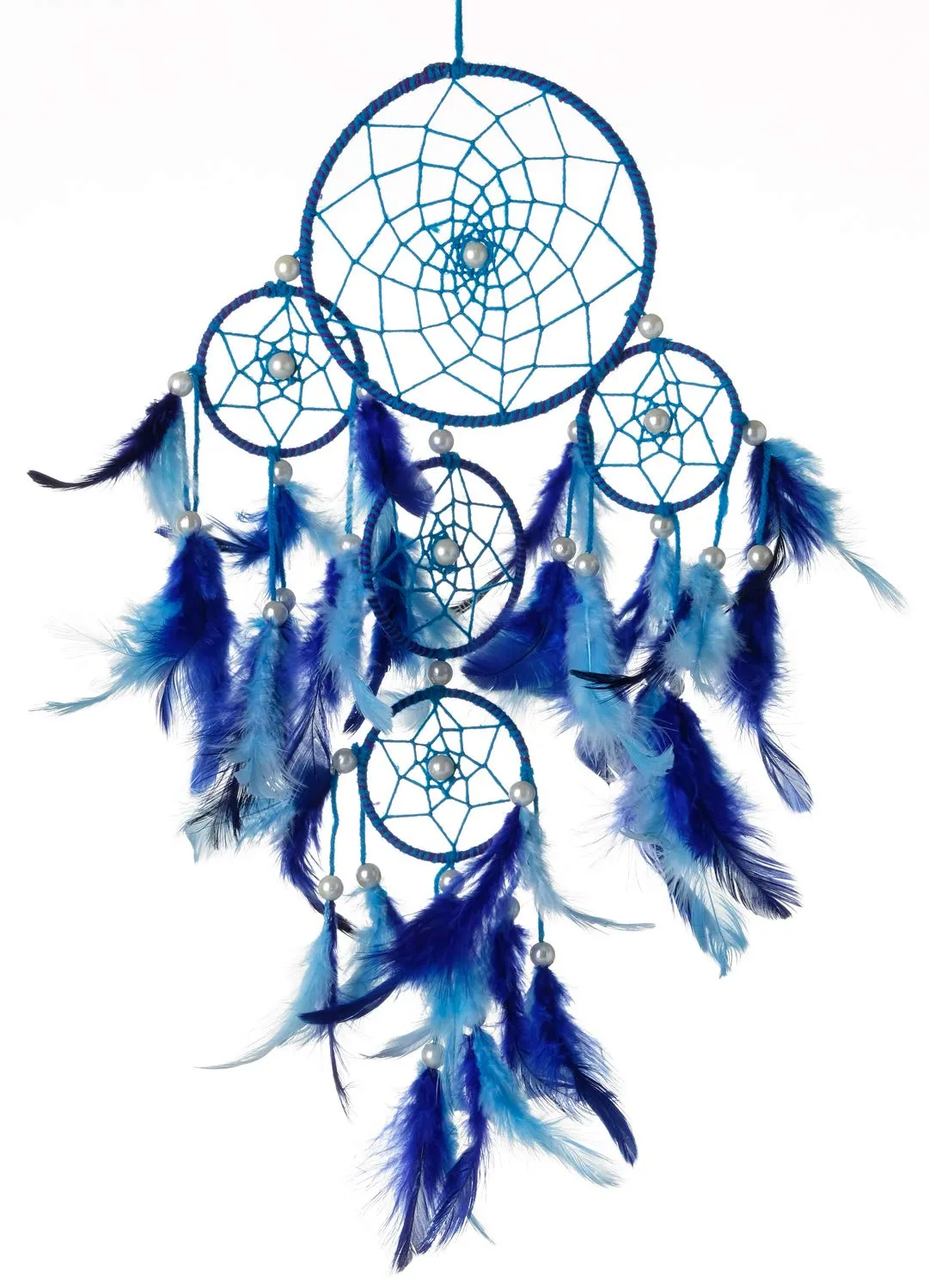 Rooh dream catcher ~ Blue 4 Tier with Pretty Lights ~ Handmade Hangings for Positivity (Can be Used as Home Decor, Gift, Wall Hangings, Meditation Room, Yoga Temple, Wind Chime & Car Hanging)