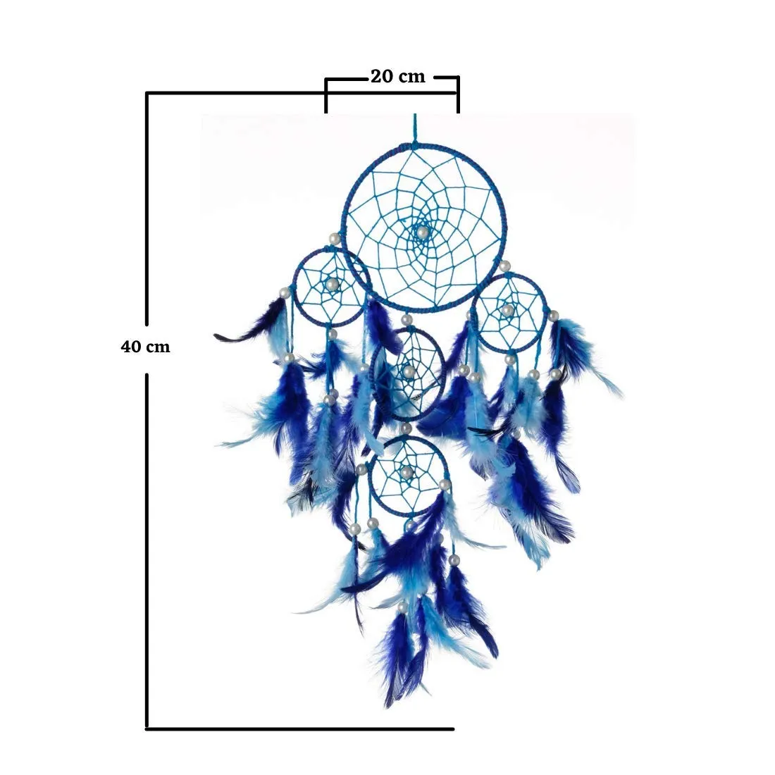 Rooh dream catcher ~ Blue 4 Tier with Pretty Lights ~ Handmade Hangings for Positivity (Can be Used as Home Decor, Gift, Wall Hangings, Meditation Room, Yoga Temple, Wind Chime & Car Hanging)