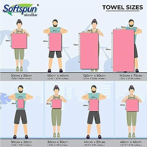 SOFTSPUN Microfiber Essentials - Extra Small, 26x26cms, Pack of 2, Multicolor. Highly Absorbent Lint and Streak Free Multipurpose Cleaning Cloth for Laptop, Mobile Screen & Glass Wipes…