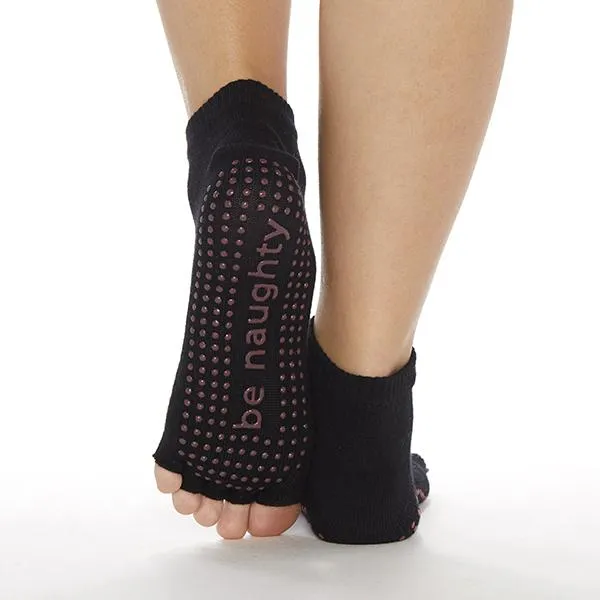Sticky Be Socks Women's Be Naughty Be Nice Half Toe Non Slip Grip Socks - Black