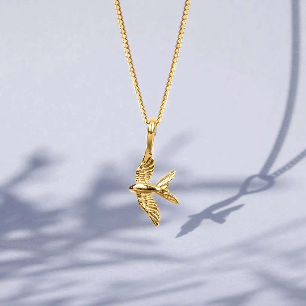 Swallow In Flight Necklace - Gold